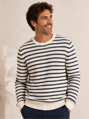 Faherty Organic Cotton Striped Crewneck Sweater